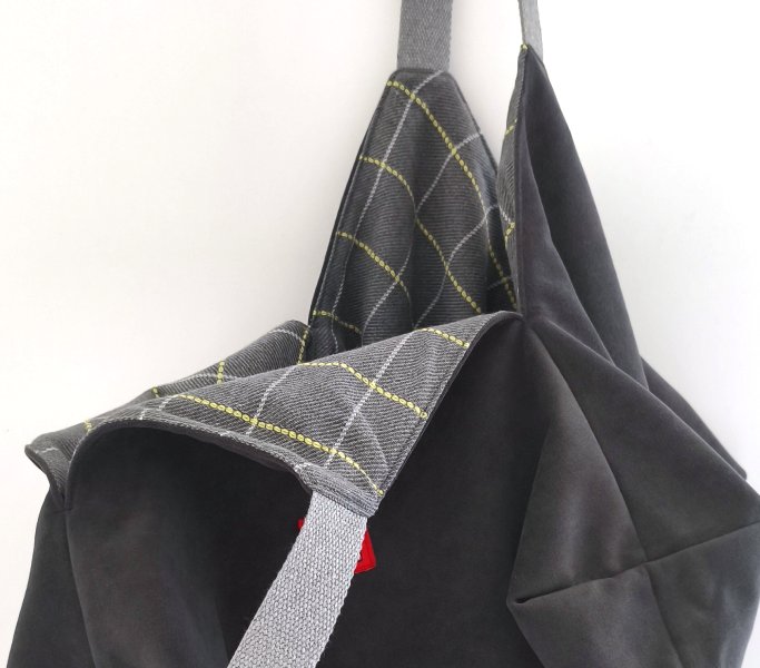 Origami vellut gris i quadres grocs